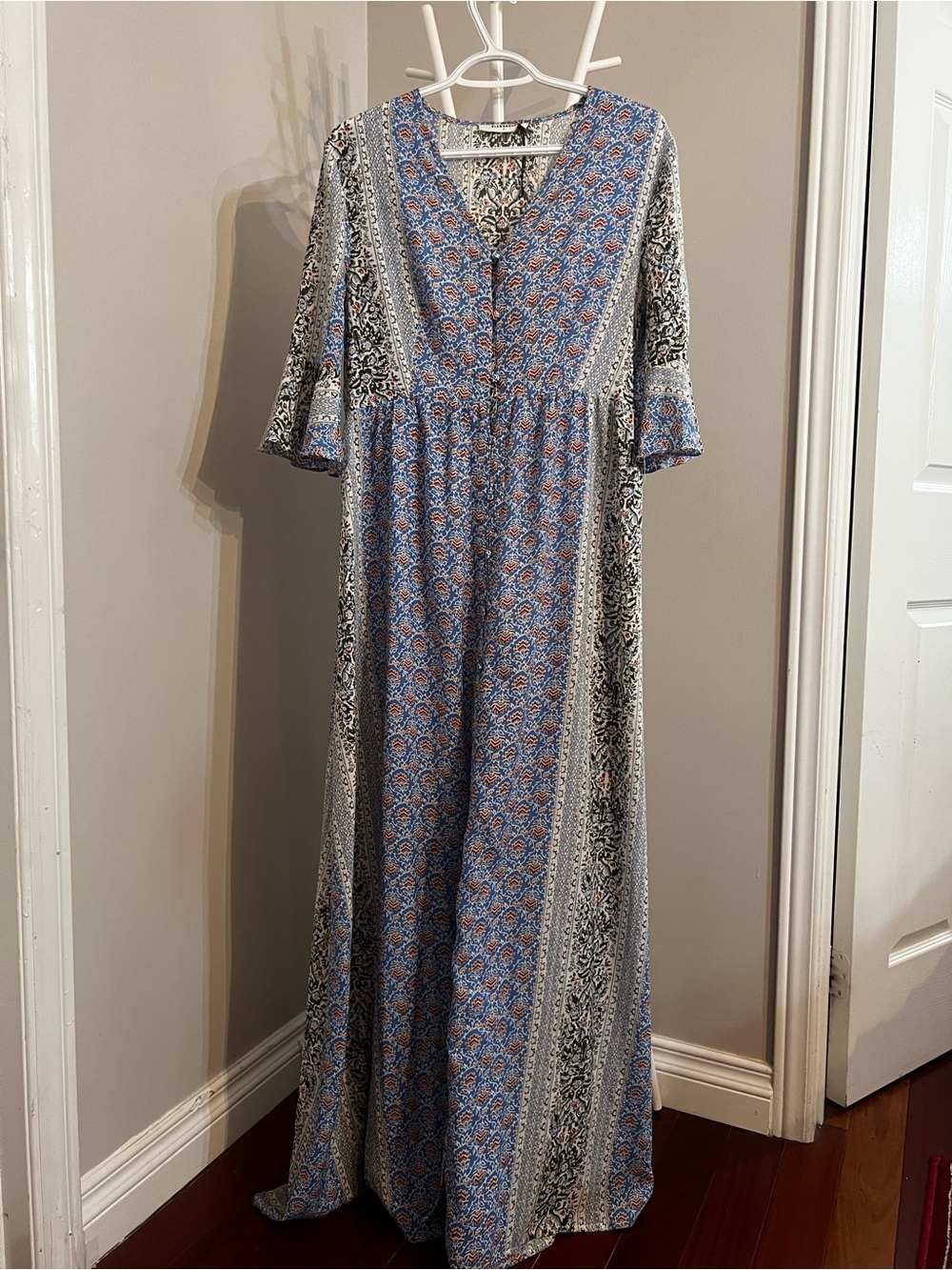 Glamorous Blue and Cream Patterned Maxi Dress